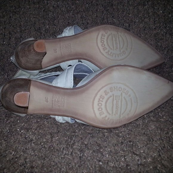 SPIRAL-Beige Leather Open Cowboy Booties-Back Zip-Gorgeous Details-SZ 39-NWOB - Picture 7 of 7